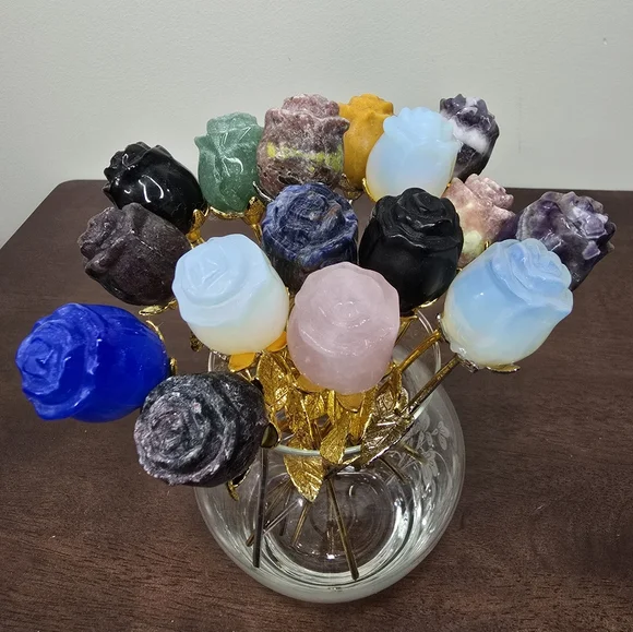 Red Sesame Stone Crystal Rose - Picture 6 of 13